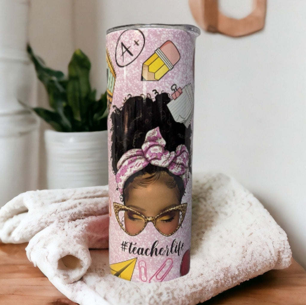 Teacher Life Tumbler 20oz With Reusable Straw, Can Be Personalized
