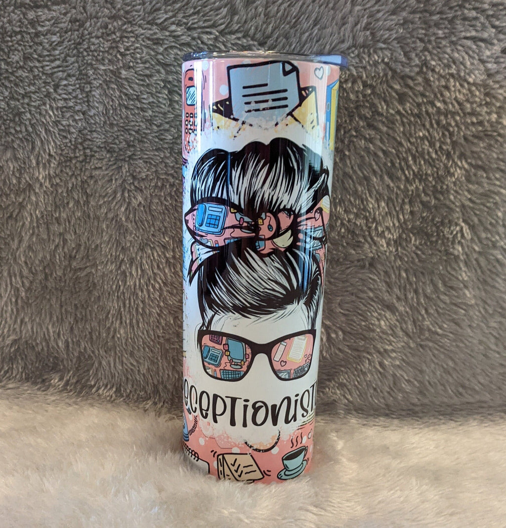 Receptionist Life Tumbler Includes Reusable Straw, Receptionist Gift For Her, Hot Or Cold Drinkware With Straw, For Home Work or On The GO