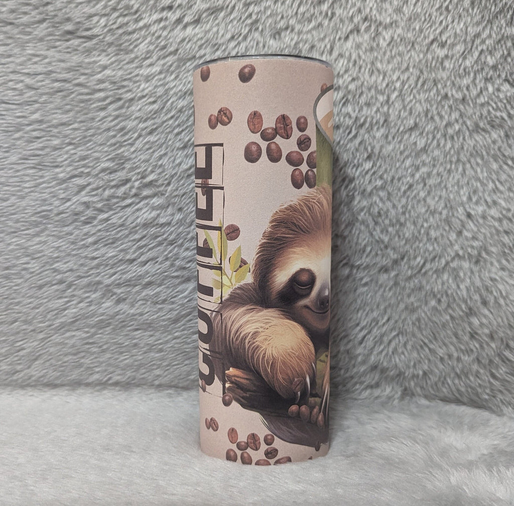 I Need Coffee  Sloth Tumbler with Sleepy Sloth, Perfect for Sloth Lovers and Coffee Enthusiasts, Can Be Personalized, Great Sloth Lover Gift