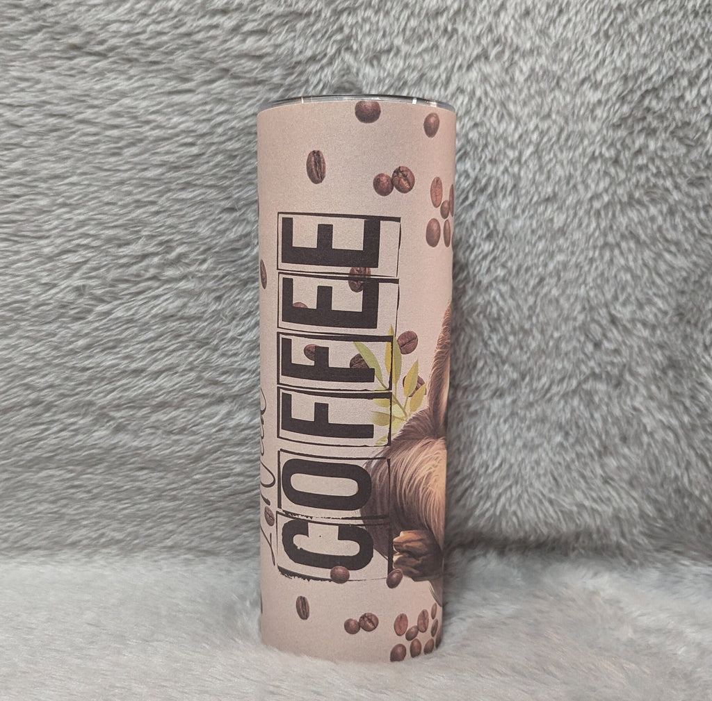 I Need Coffee  Sloth Tumbler with Sleepy Sloth, Perfect for Sloth Lovers and Coffee Enthusiasts, Can Be Personalized, Great Sloth Lover Gift