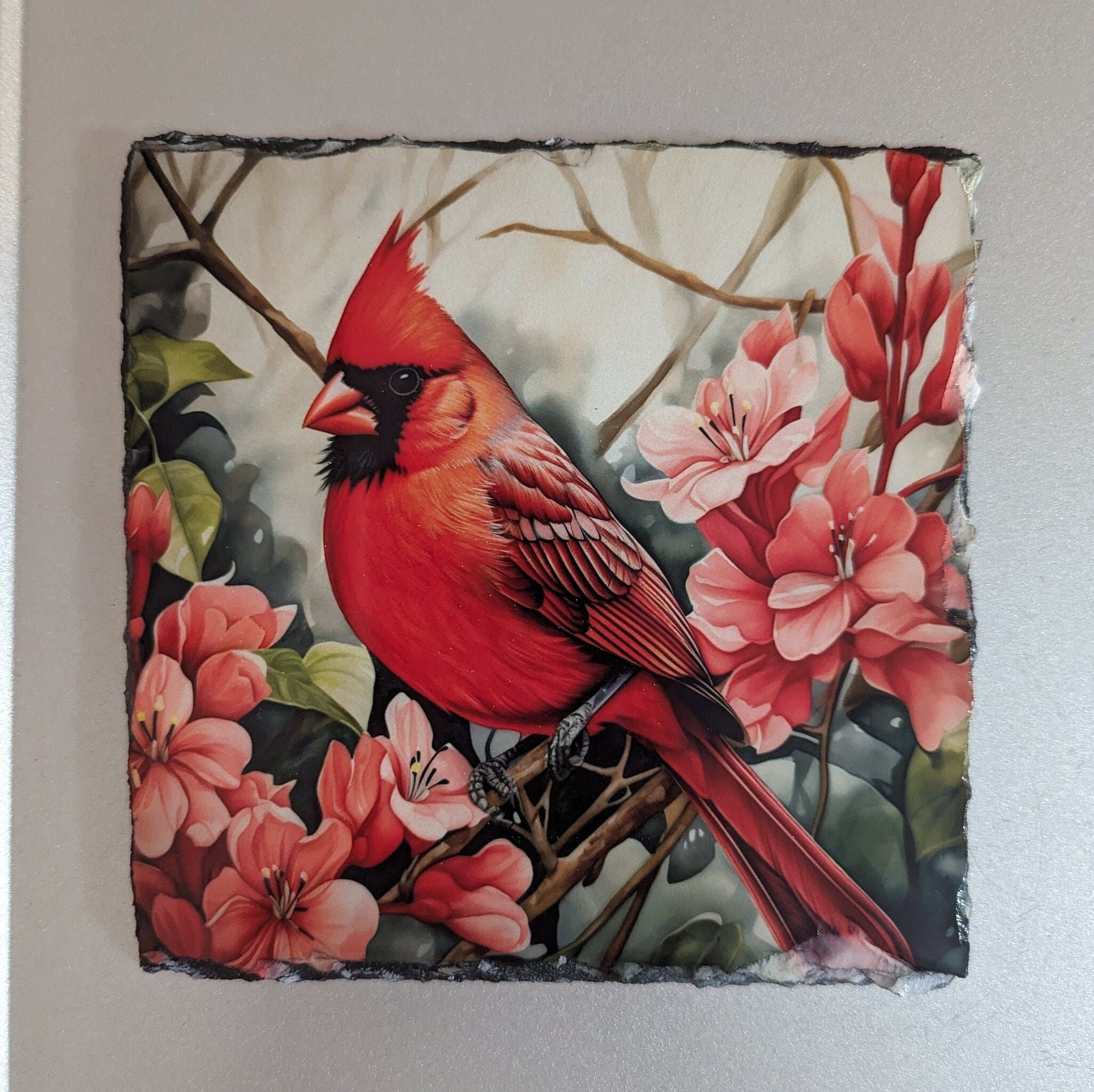 Slate Cardinal Picture With Display Legs