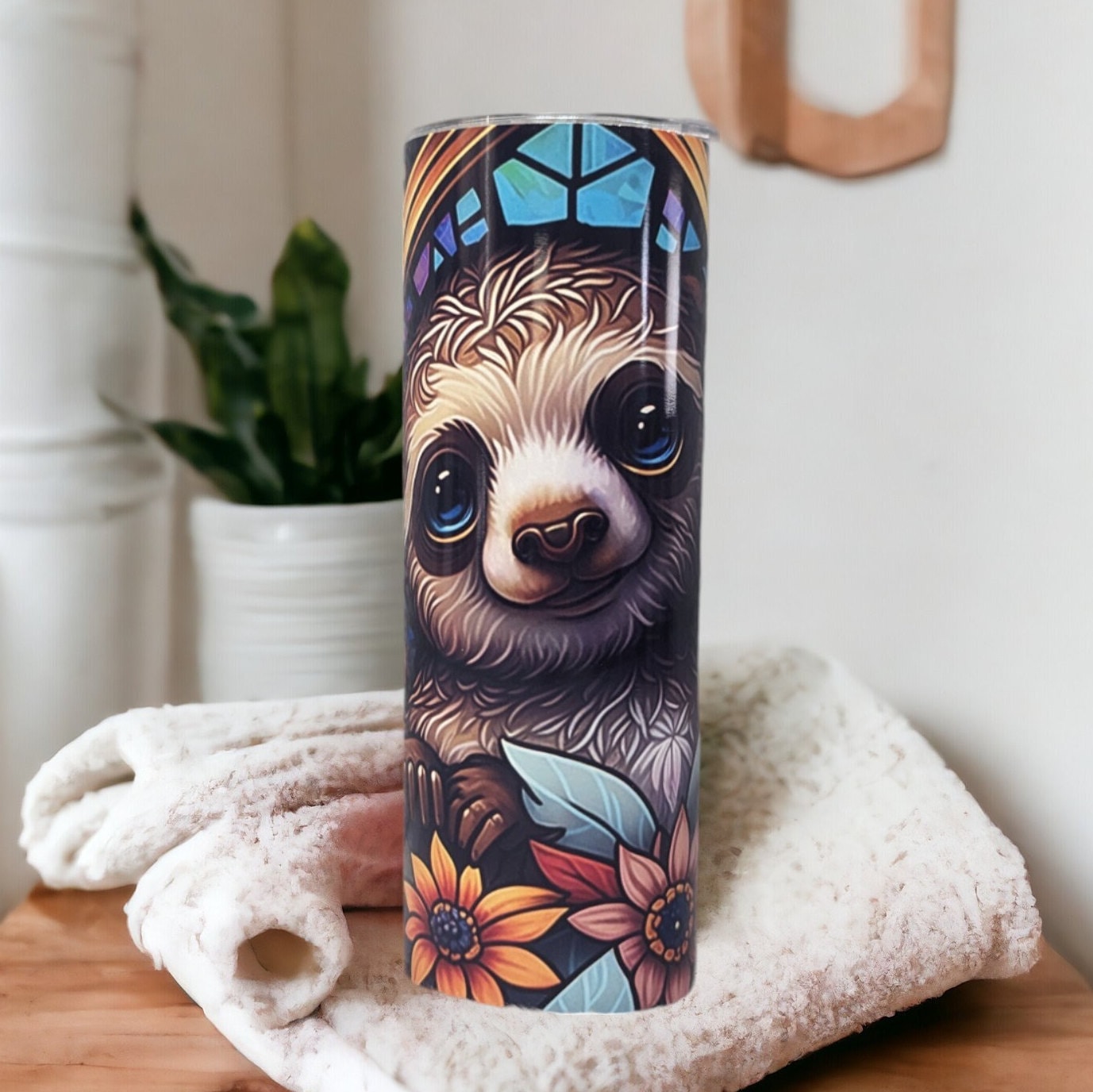 Beautiful Sloth Tumbler With Straw Can Be Personalized, Sloth Cup With Name, Hot Cold Drinkware, Great For Home Work Or On The Go