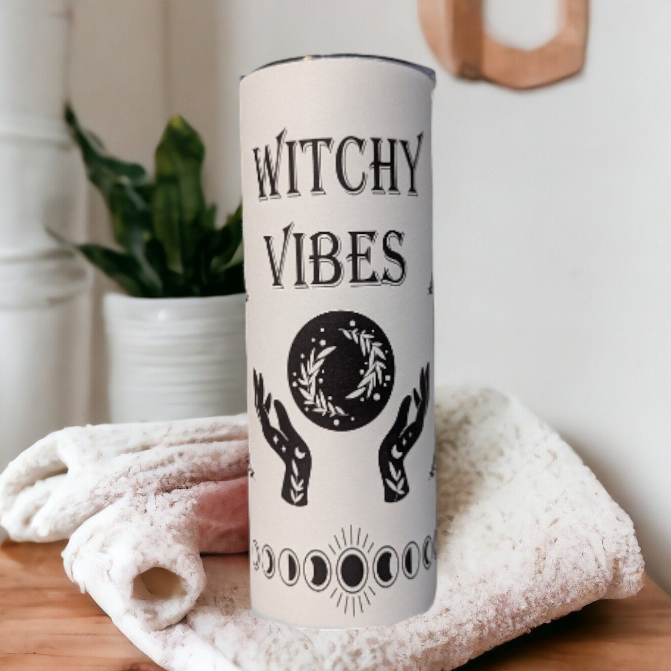 Witchy Vibes Tumbler, Witchcraft, Witch Tumbler, Witchy Tumbler, 20oz skinny tumbler, Black and White Witchy Vibes, Mystical Lover Gift