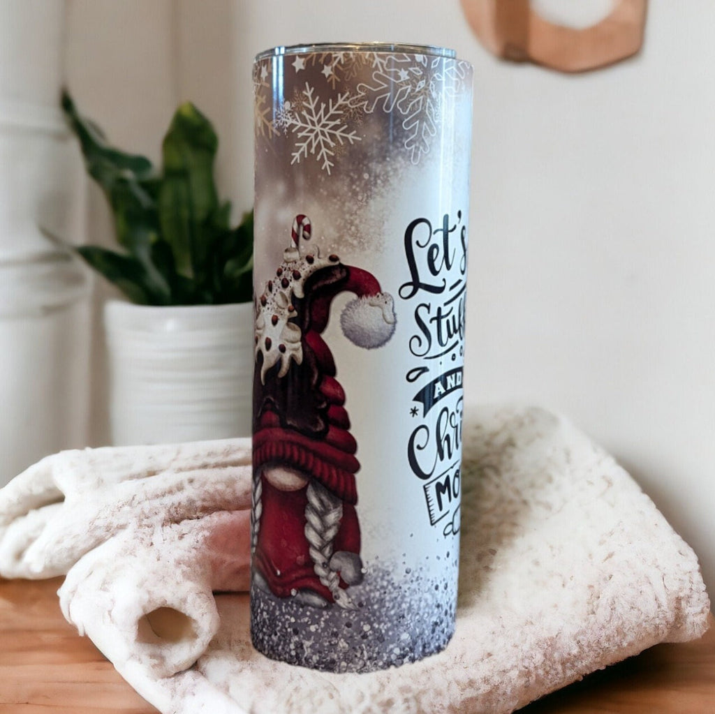 Let's Bake Stuff and Watch Christmas Movies Gnome Tumbler, Gnome Cup, Christmas Gnomes, Christmas Cup, 20oz Tumbler With Reusable Straw