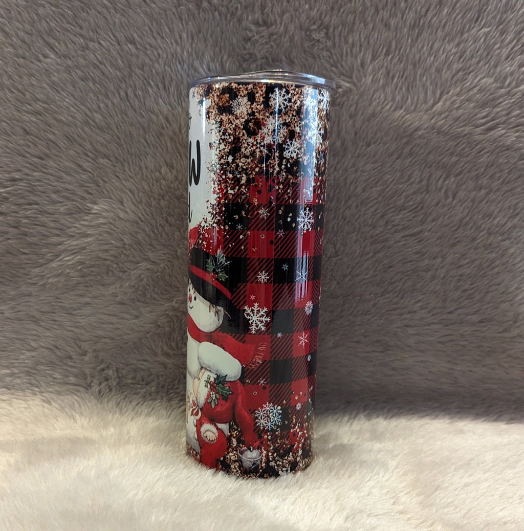 Adorable Up to Snow Good Tumbler Featuring Santa and Snowman, Christmas Tumbler Drinkware, Christmas Party Gift, Festive Winter Wonderland
