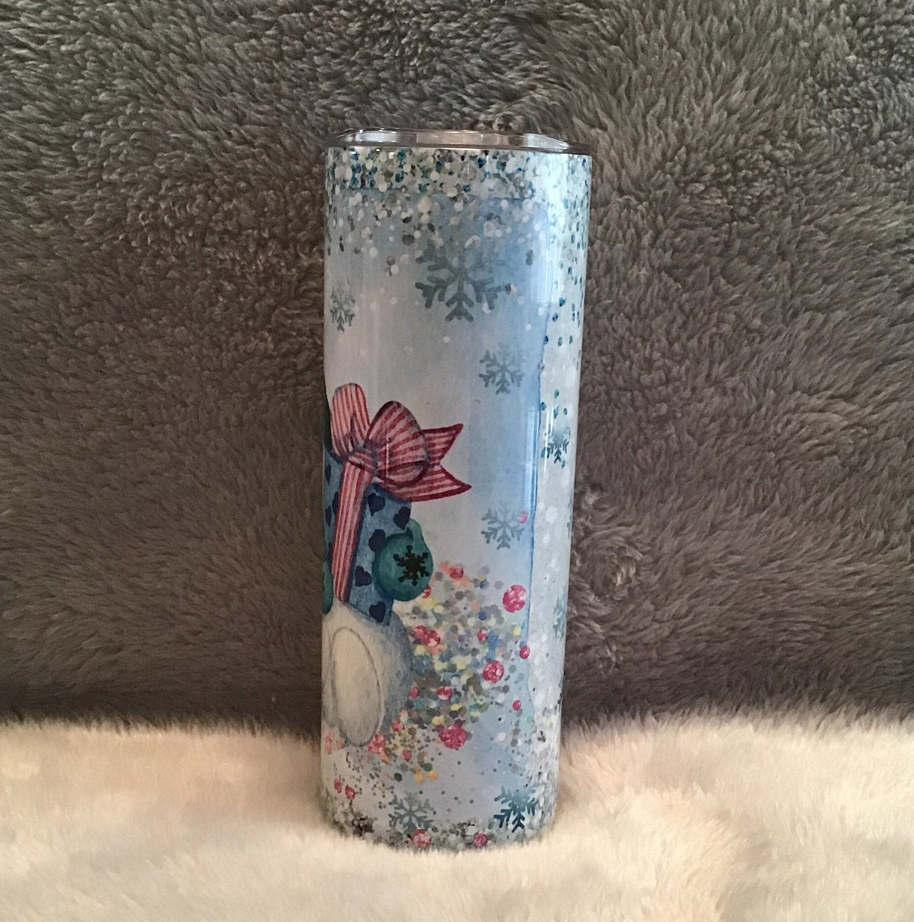 Snowman Tumbler 20oz With Reusable Straw, Can Be Personalized