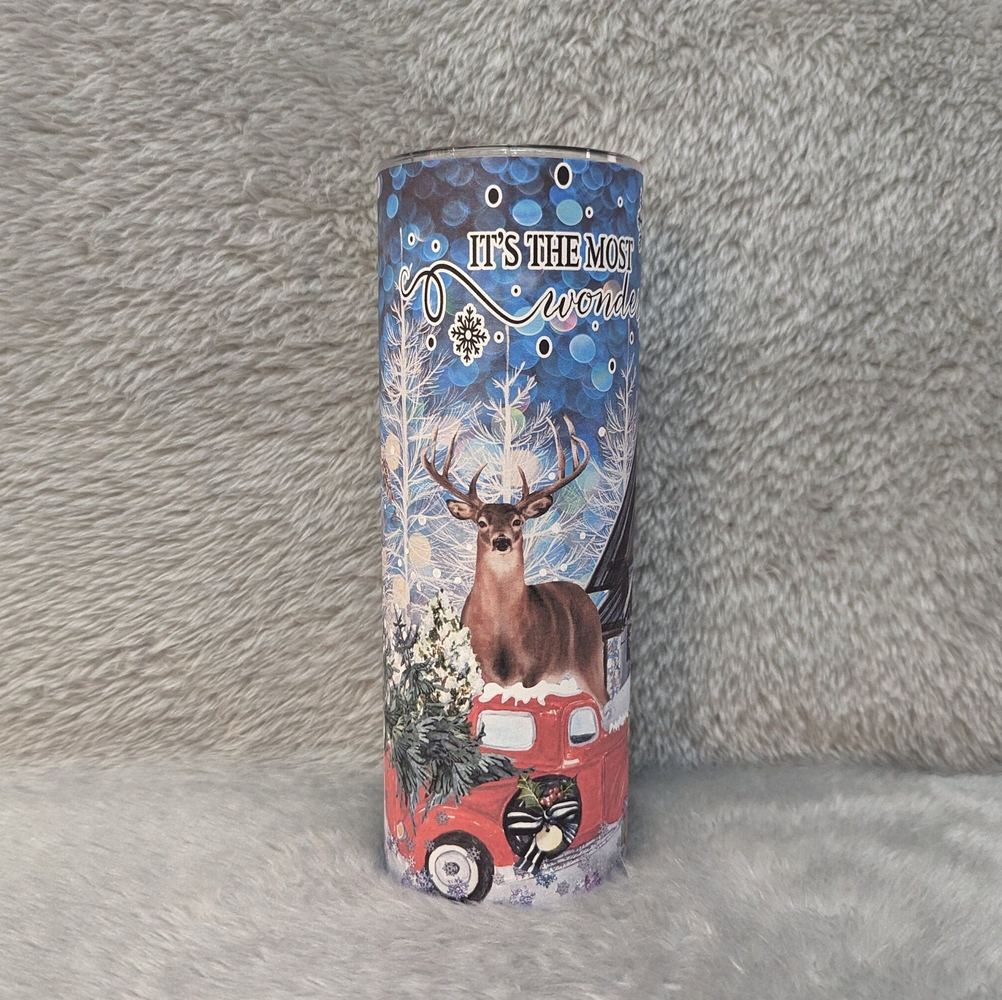 Christmas Winter Tumbler With Nature's Animals, Christmas Gift, It's The Most Wonderful Time Of The Year, Winter Theme Tumbler With Straw