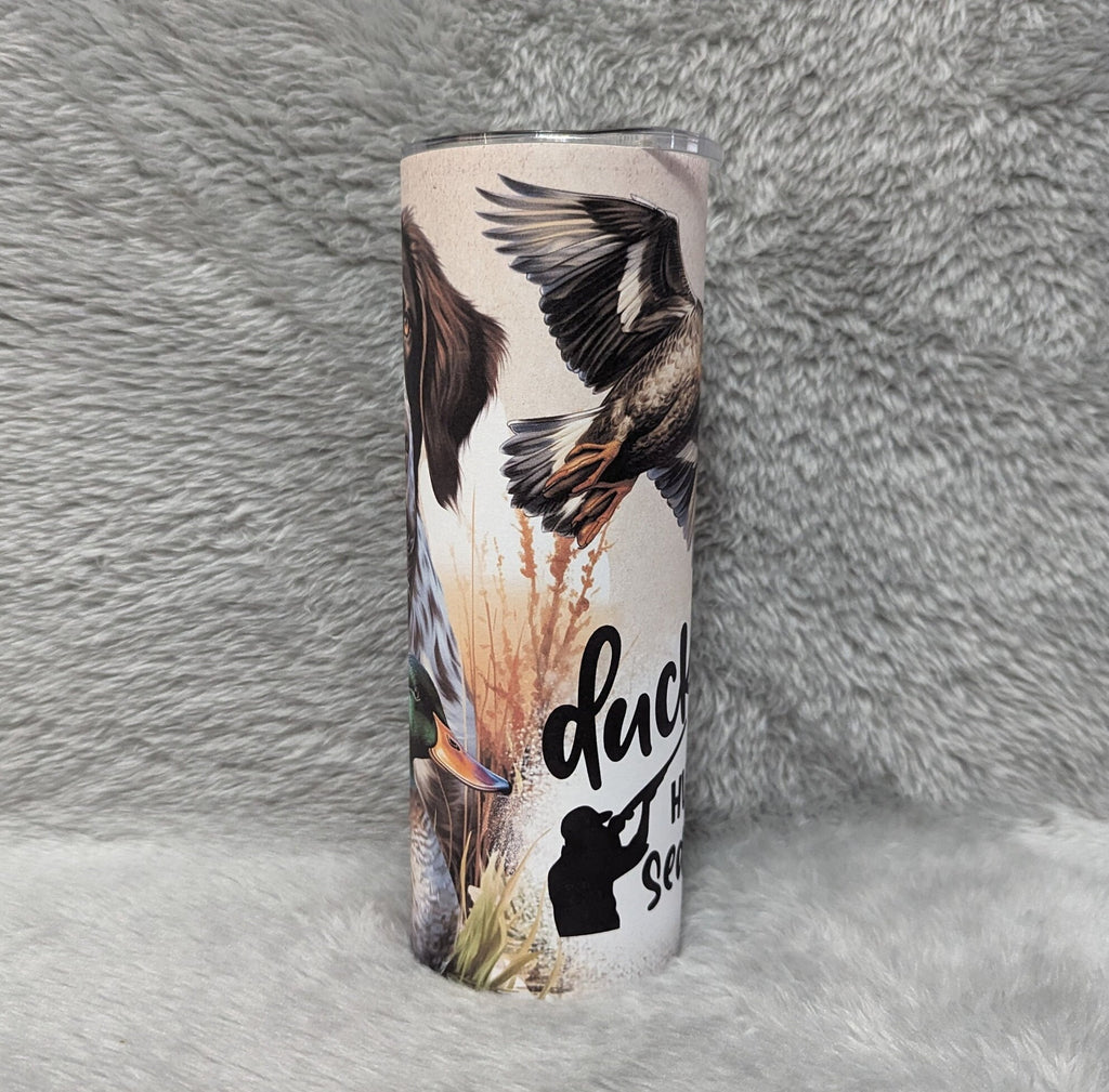 Duck Hunting Season Tumbler - Perfect for Hunters with Duck Hunting Dogs, Includes Reusable Plastic Straw, For Hot Or Cold Drinks