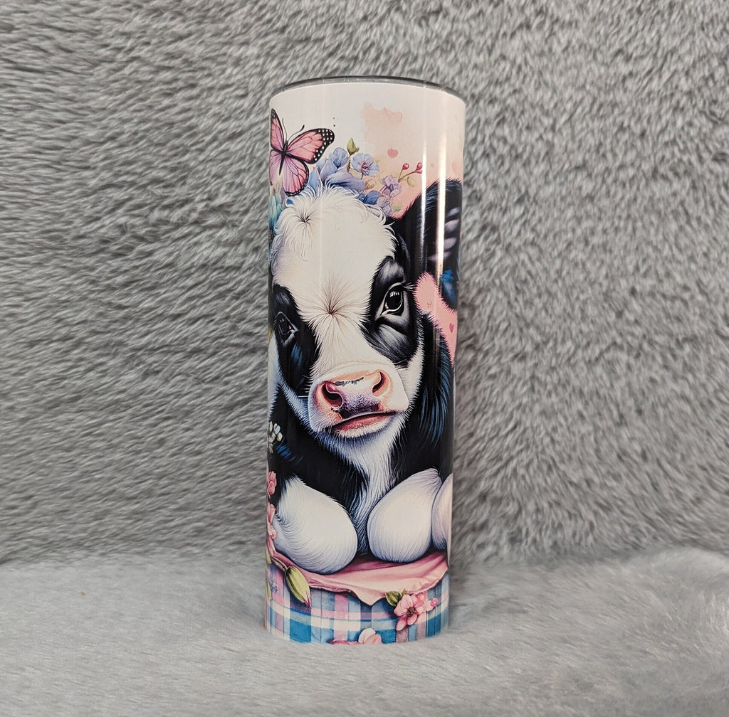 Cow Tumbler with Adorable Calf's and Butterflies - Perfect Gift for Animal Lovers!, Can Be Personalized, Gift For Her, Cup With Name