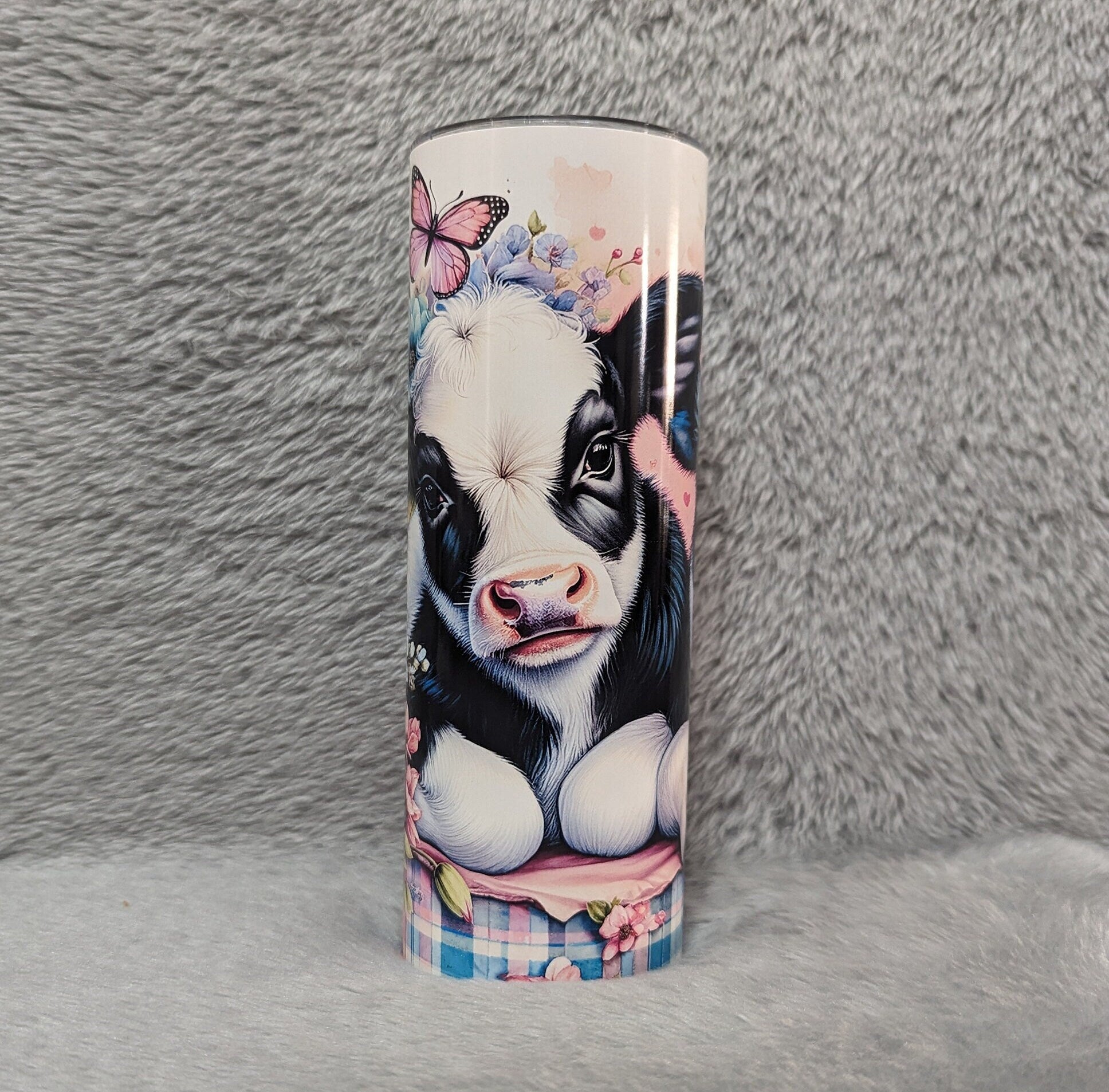 Cow Tumbler with Adorable Calf's and Butterflies - Perfect Gift for Animal Lovers!, Can Be Personalized, Gift For Her, Cup With Name