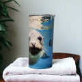 Kids Sea Lion Tumbler With A Reusable Plastic Straw, Can Be Personalized, Kids Cup With Name, Toddler Tumbler With Straw