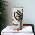 Kids Dirt Bike Tumbler with Plastic Straw, Kids Dirt bike Tumbler Personalized, Kids Dirt Bike Cup With Name, Stainless Steel Insulated Cup