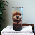 Cute Otter Tumbler With Straw, Insulated  Otter Tumbler For Kids That Can Be Personalized, Otter Cup For Kids With Reusable Plastic Straw