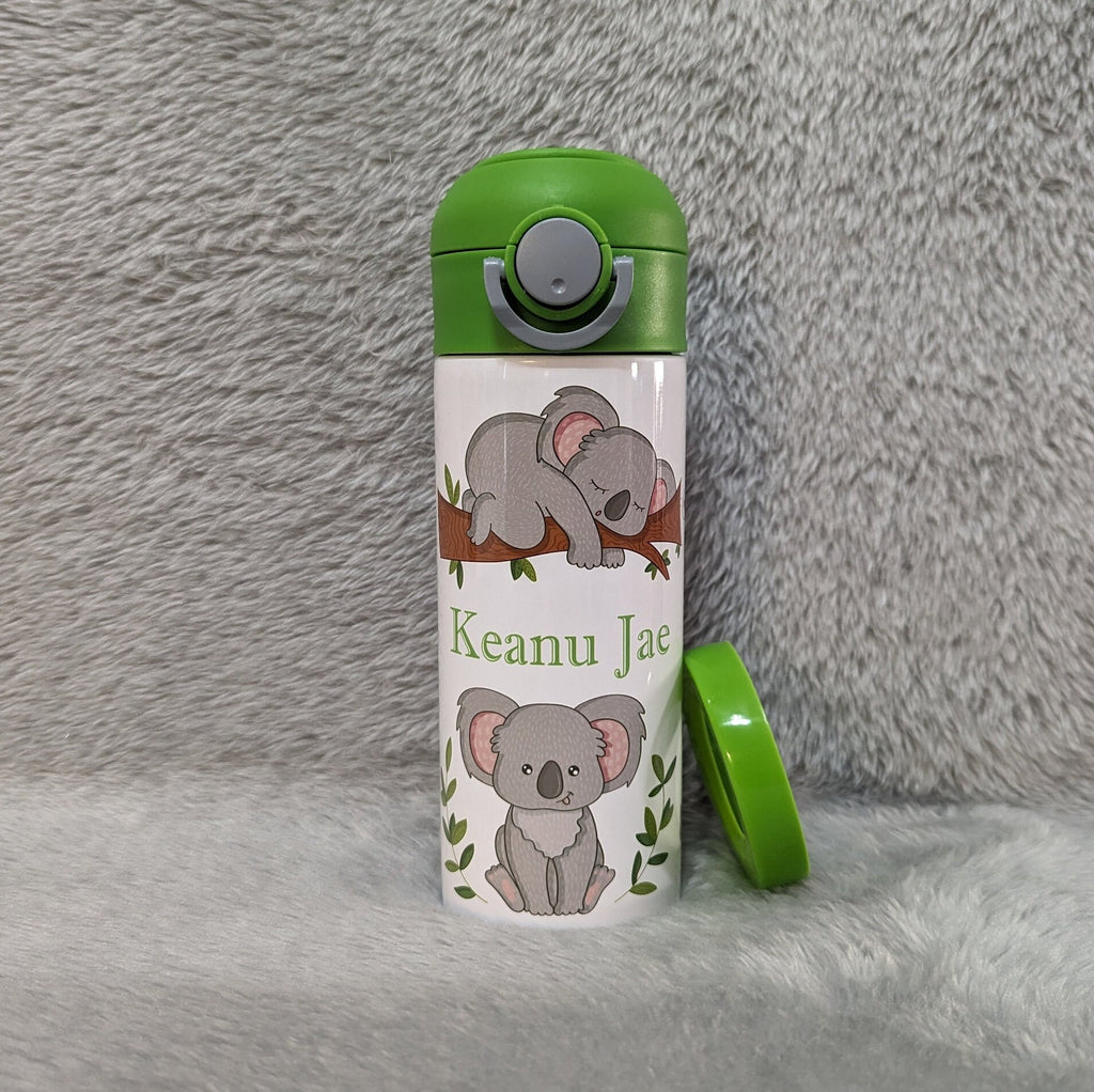 Kids Koala Bear Water Bottle 12oz With Reusable Straw Can Be Personalized