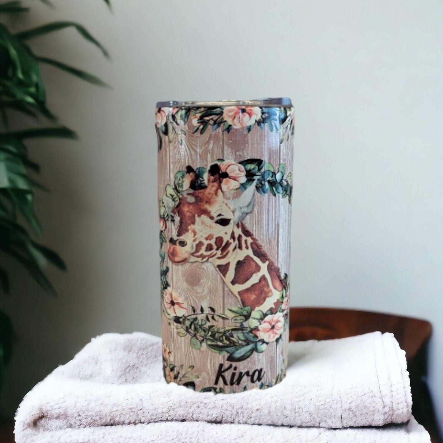 Kids Giraffe Tumbler With Reusable Straw, Giraffe Tumbler, Kids Personalized Tumbler, Personalized Tumbler Kids, Kids Cup With Name