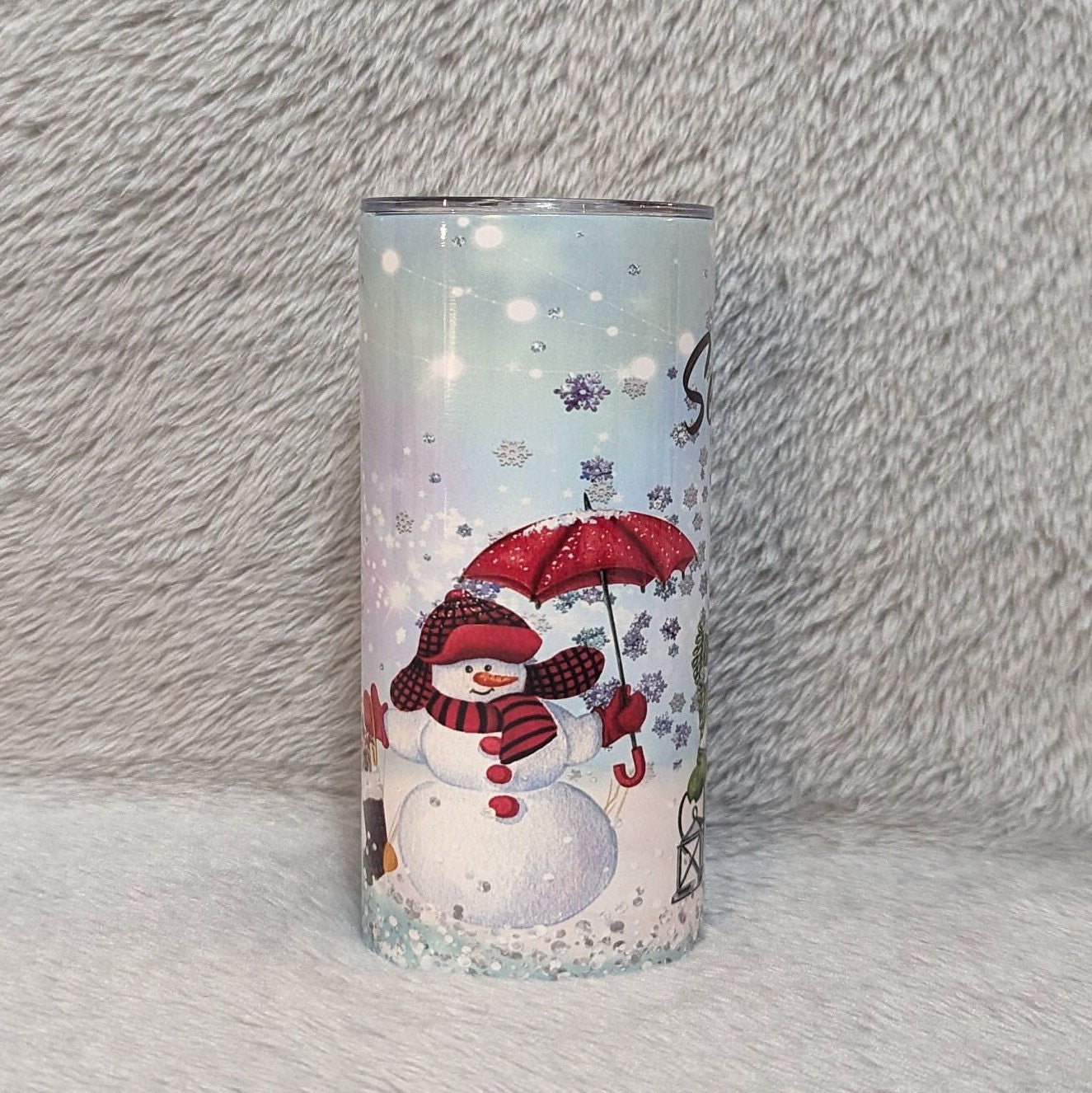 Snowman Tumbler With Straw, Snowman Cup With Name, Christmas Tumbler, Kids Christmas Cup, Stocking Stuffer - Winter Gift