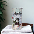 Snowman Tumbler With Straw, Snowman Cup With Name, Christmas Tumbler, Kids Christmas Cup, Stocking Stuffer - Winter Gift