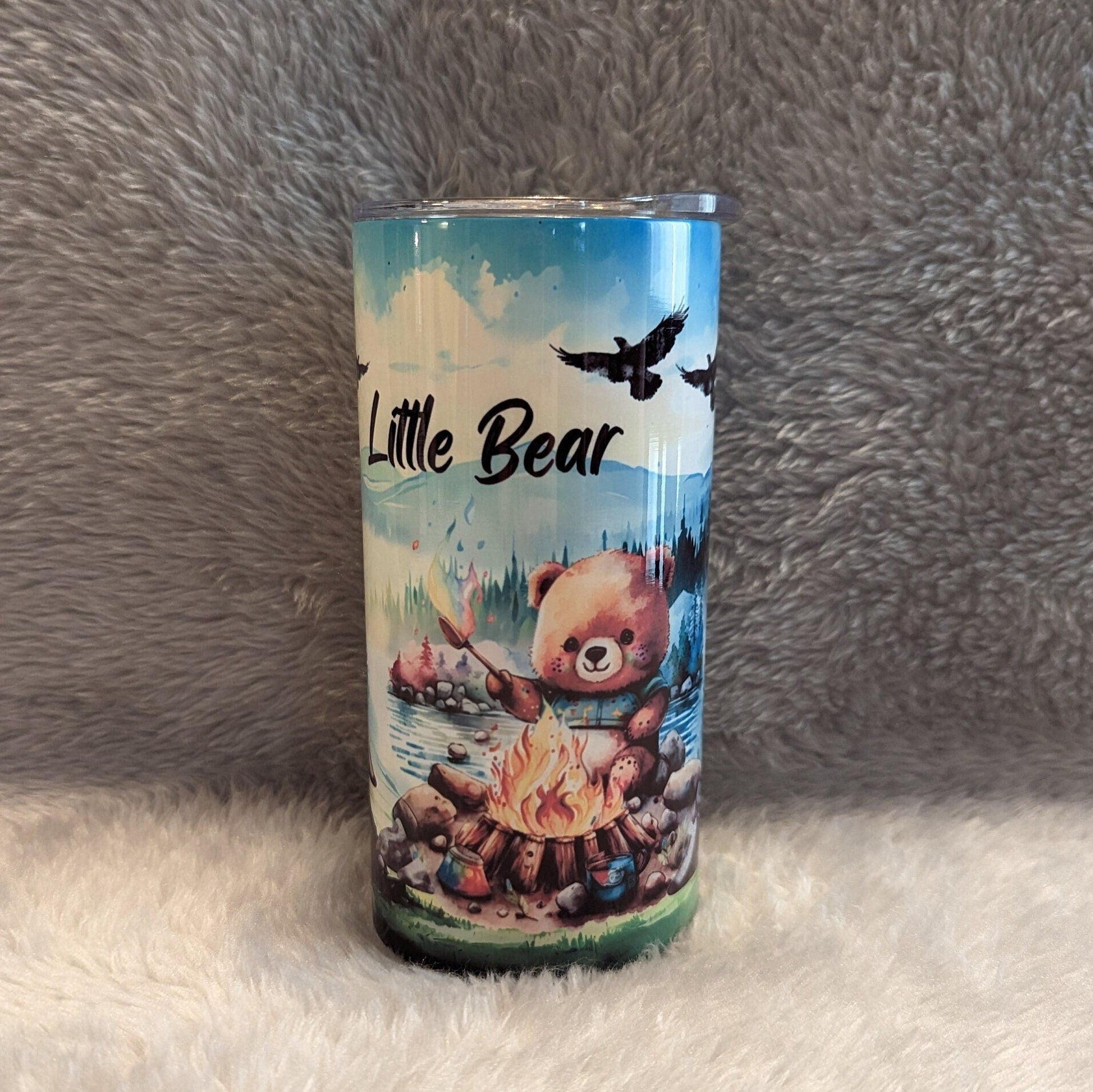 Campfire Bear Tumbler Can Be Personalized, Kids Camping Cup With Name, Bear Cup For Kids, Bear Tumbler, Includes Reusable Plastic Straw