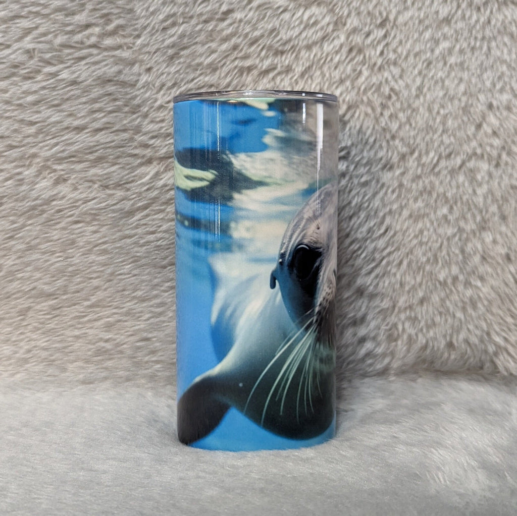 Kids Sea Lion Tumbler With A Reusable Plastic Straw, Can Be Personalized, Kids Cup With Name, Toddler Tumbler With Straw