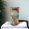 Cute Duck Tumbler With Ducks In The Rain With Their Umbrellas, Can Be Personalized, Cup With Name, Includes Reusable Plastic Straw