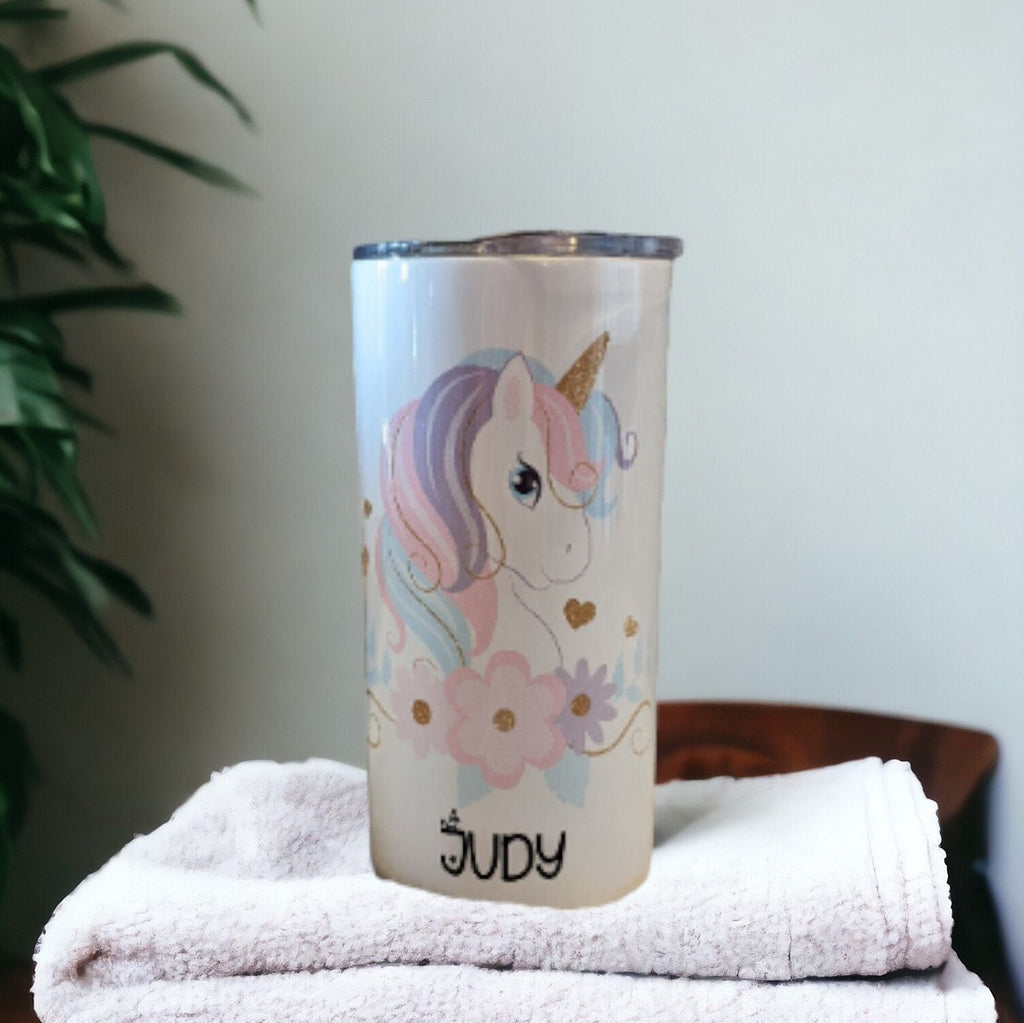 Kids Unicorn Tumbler Can Be personalized, Cup With Name, Insulated Toddler Tumbler With Reusable Plastic Straw, For Home Or On The Go