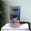 Kids Snowman Tumbler With Cute Snowmen, Can Be Personalized, Cup With Name, Tumbler With Reusable Plastic Straw, Winter Fun Tumbler For Kids