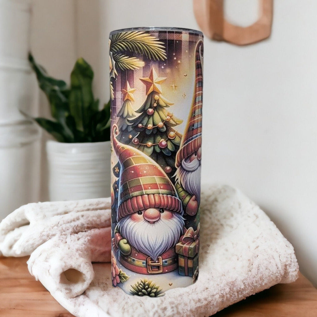 Christmas Gnome Tumbler 20oz With Reusable Straw, Can Be Personalized