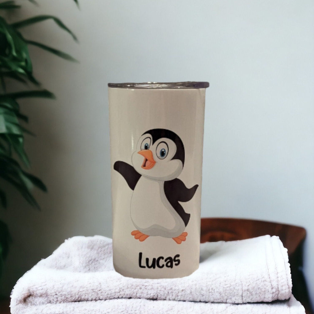 Kids Penguin Tumbler Can Be Personalized, Penguin Cup With Name, Personalized Kids Tumbler, 15oz Insulated Tumbler With Reusable Straw