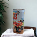 Kids Monster Truck Tumbler, Can Be Personalized, Cup With Name, 15oz Tumbler Includes A Reusable Plastic Straw, For Home Or On The Go