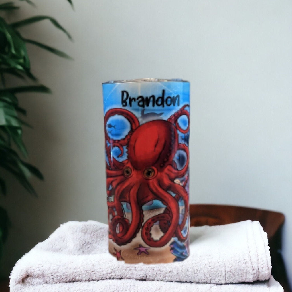 Kids Octopus Tumbler Can Also Be Personalized, Cartoon Octopus Cup With Name, Personalized Kids Cups For Home Or On The Go, Includes Straw