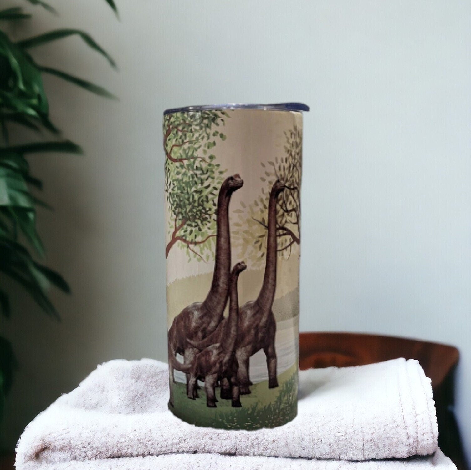 Kids Dinosaur Tumbler, Personalized Tumbler, Brachiosaurus Cup With Name, Kids Tumbler, Dinosaur Cup With Reusable  Plastic Straw