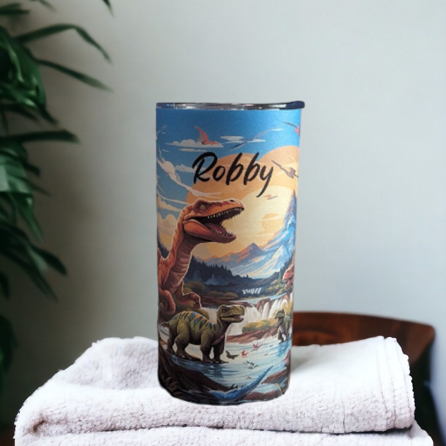 Kids Personalized Dinosaur Tumbler, Kids Cup With Name, Kids Dinosaur Tumbler, 15oz Kids Tumbler With Reusable Straw