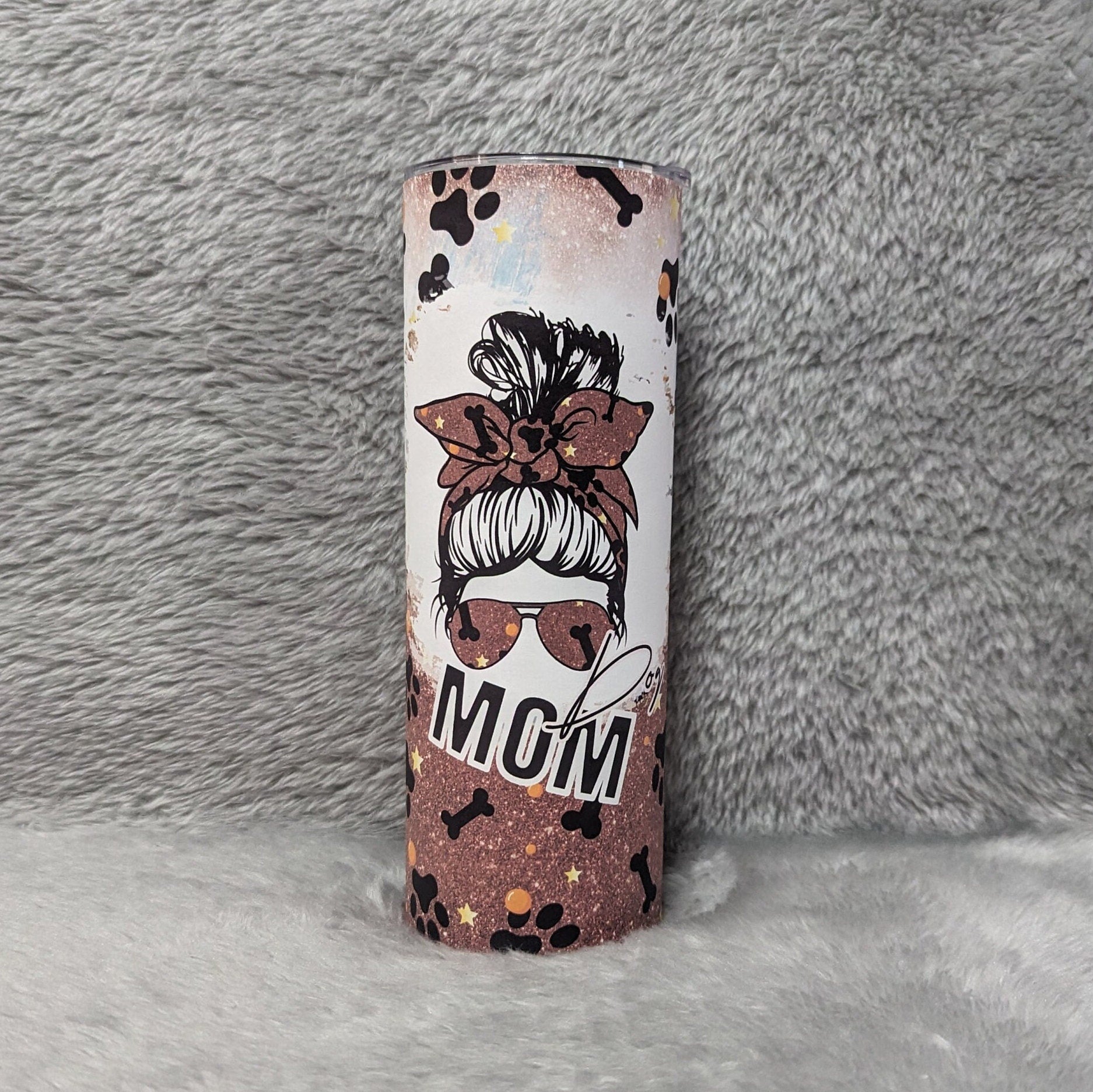 Dog Mom Tumbler  20oz With Reusable Straw, Can Be Personalized