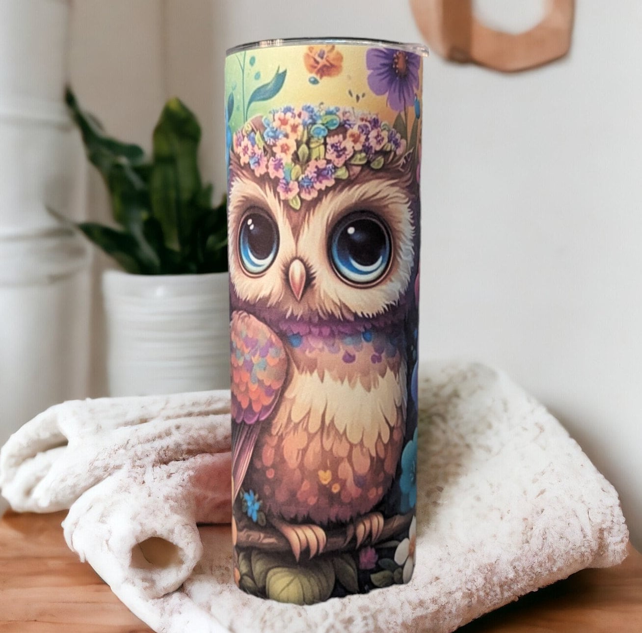 Eye-Catching Owl Tumbler - Fun and Functional with Reusable Straw, Can Be Personalized and Great For Hot Or Cold Drinks