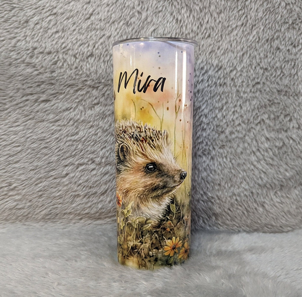 Hedgehog Tumbler Can Be Personalized, Includes A Plastic Reusable Straw, Hot Cold Beverages, Hedgehog Gift For Wildlife Enthusiast