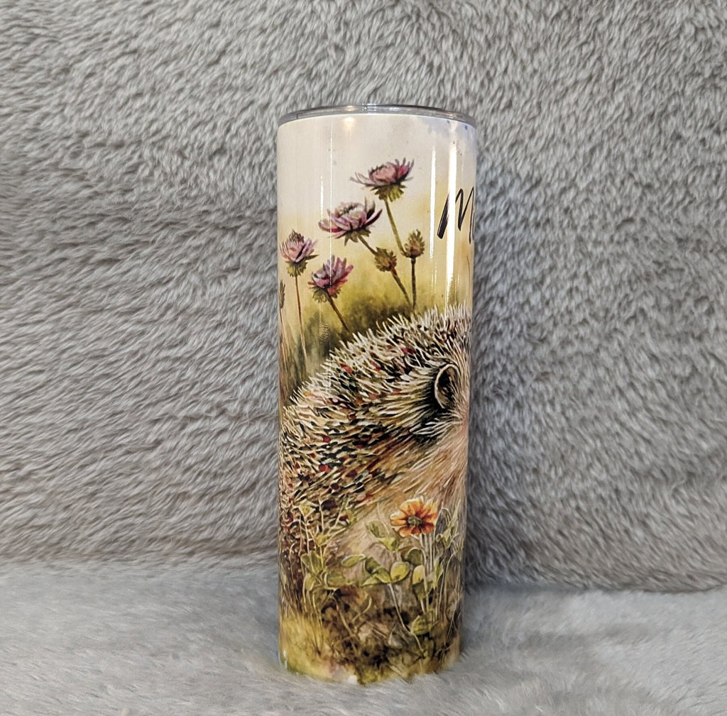 Hedgehog Tumbler Can Be Personalized, Includes A Plastic Reusable Straw, Hot Cold Beverages, Hedgehog Gift For Wildlife Enthusiast