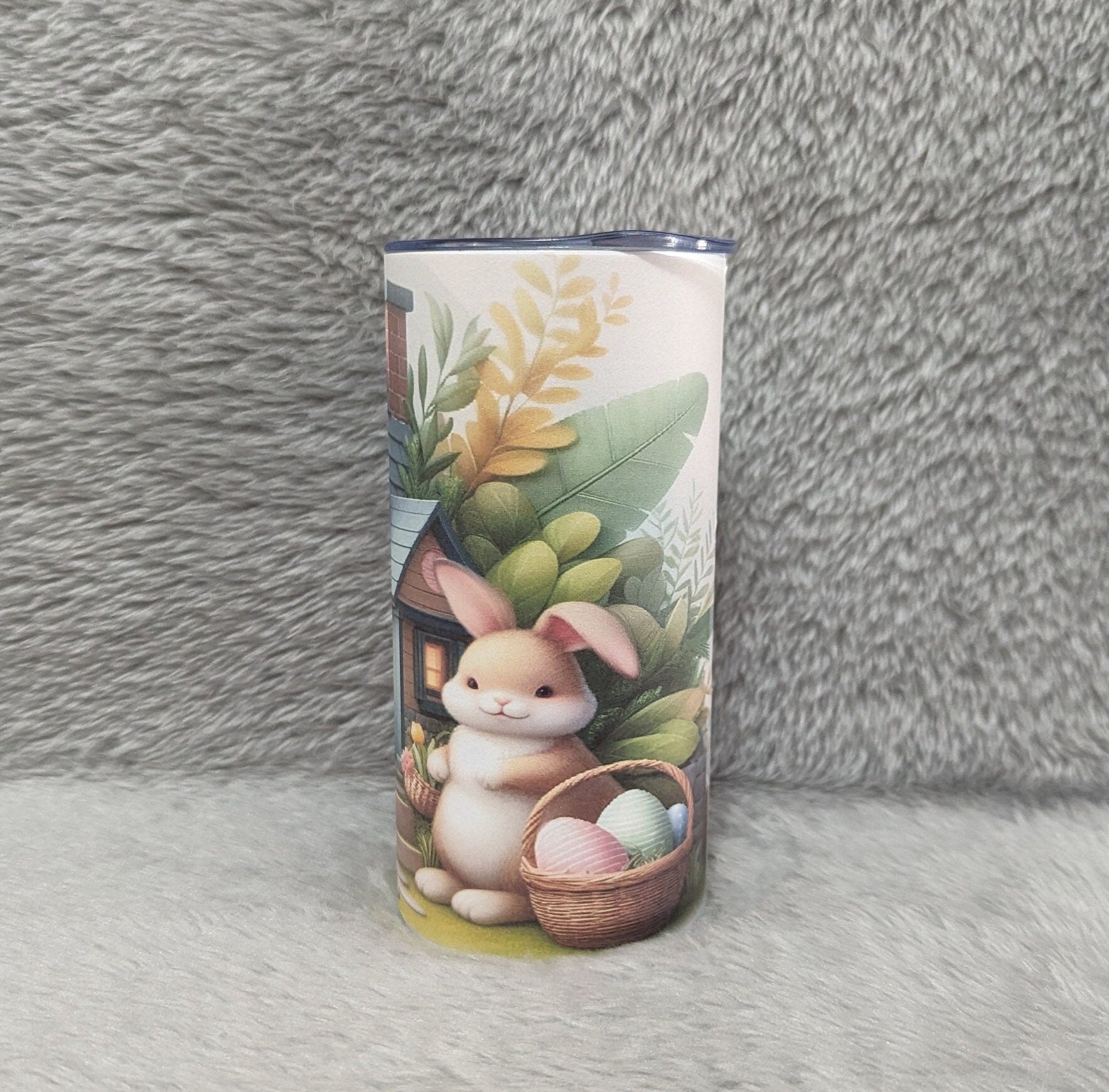 Kids Easter Tumbler with A Bunny Rabbit and Eggs -  Includes Straw, Can Be Personalized, Easter Cup With Name, Easter Tumbler, Gift For Kids