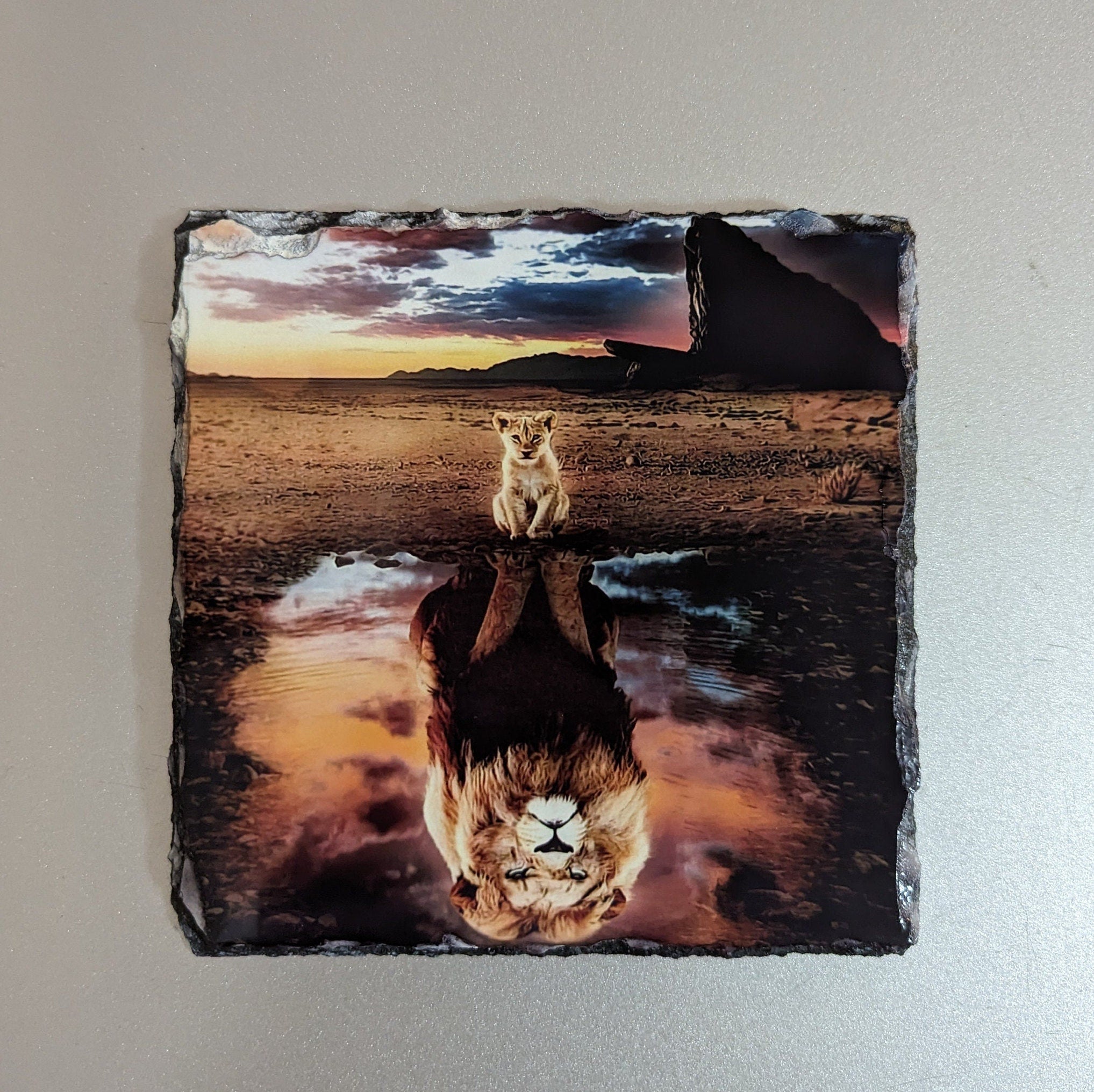 Slate Lion Picture With Display Legs