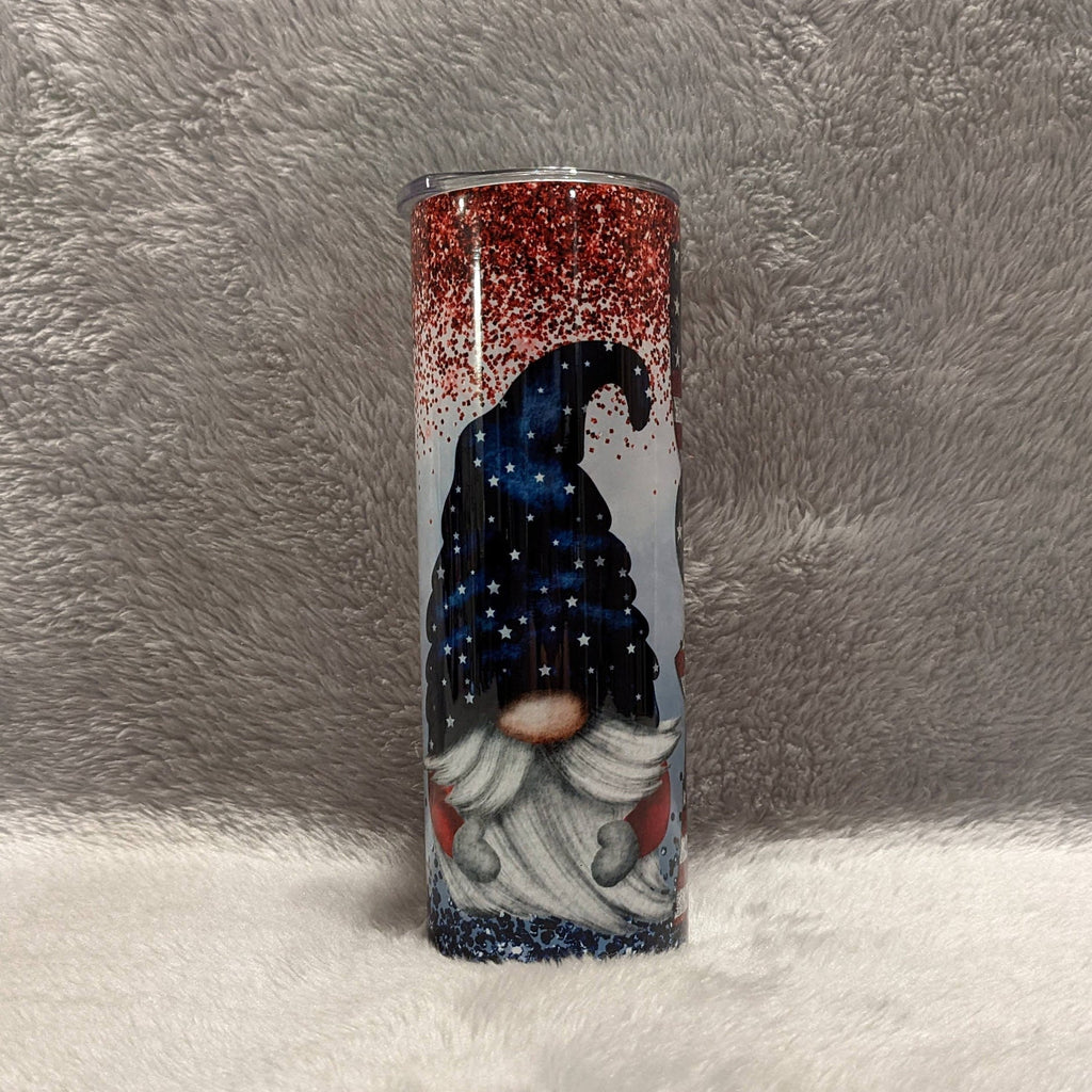 Patriotic Gnome Tumbler Can Be Personalized, Patriotic Gift, Tumbler Includes Reusable Straw, Hot Cold Drinkware For Home Work Or On The Go