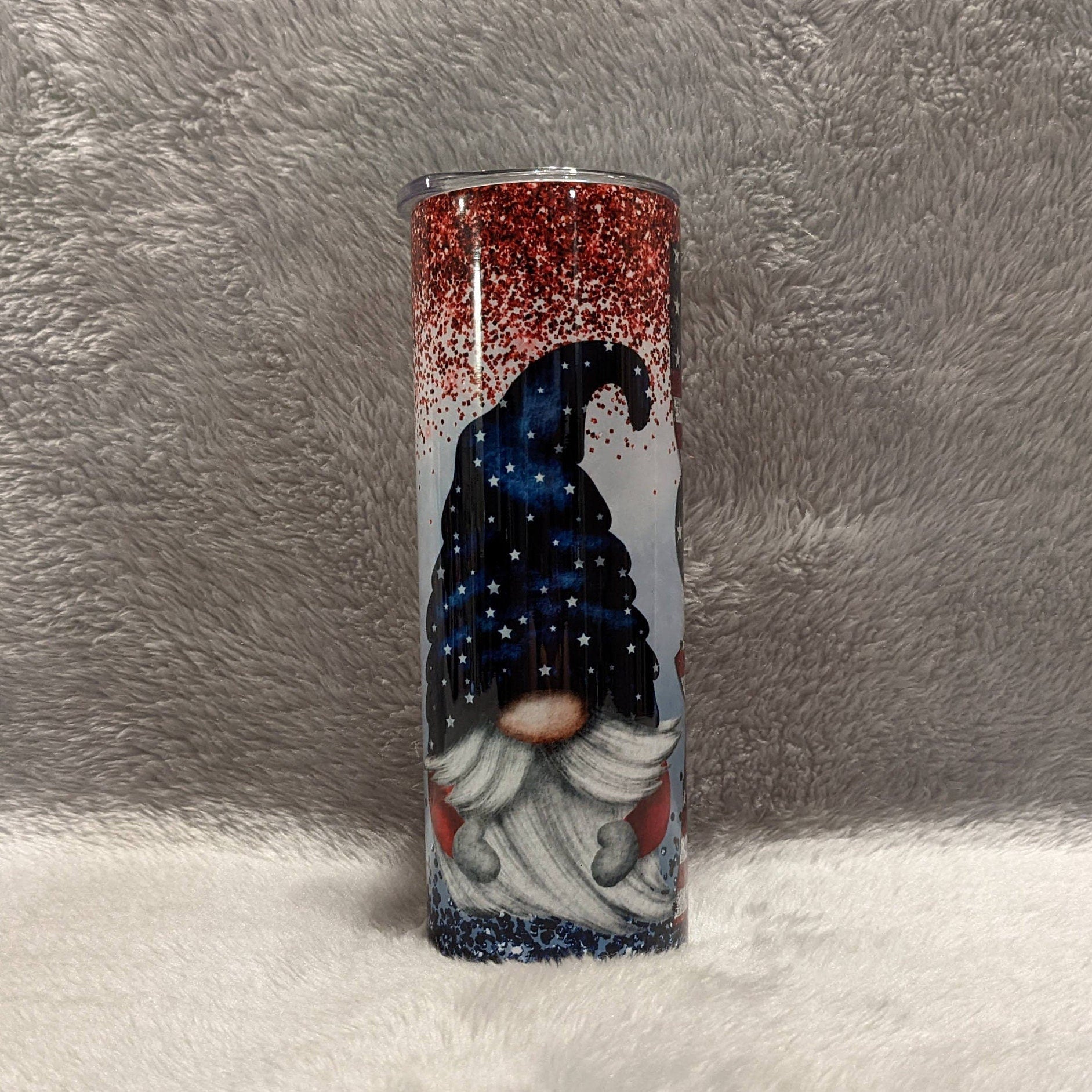 Patriotic Gnome Tumbler Can Be Personalized, Patriotic Gift, Tumbler Includes Reusable Straw, Hot Cold Drinkware For Home Work Or On The Go