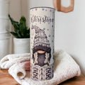 Adorable Gnome Tumbler With Gnomes Wearing Cute Gray Outfits, Gnome Cup, Winter Gnomes, Christmas Gnomes, 20oz Tumbler With Straw