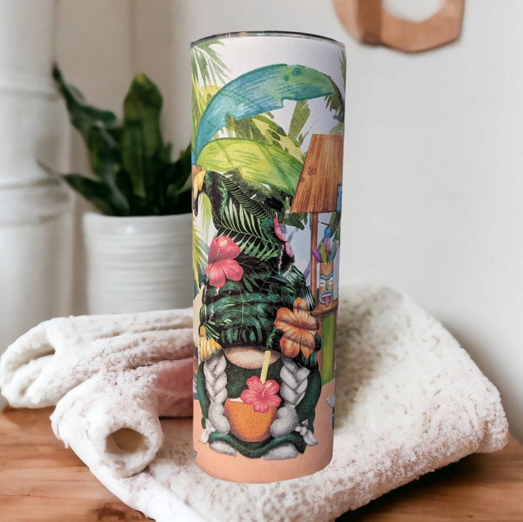 Vacation Beach Gnome Tumbler Can Be Personalized, Beach Gnomes Cup, Vacation Cup, Beach Gnome Tumbler With Reusable Straw For Everyday Use