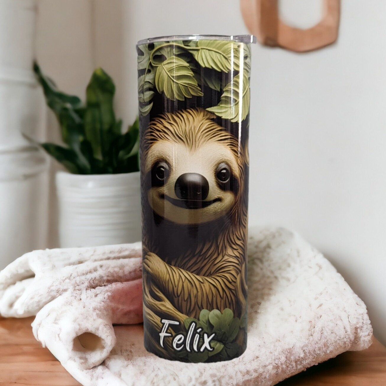 Adorable Sloth Tumbler, Quench Your Thirst with a Cute Sloth Sitting in a Tree Tumbler, Sloth Cup, Sloth Gift, Sloth Tumbler With Straw