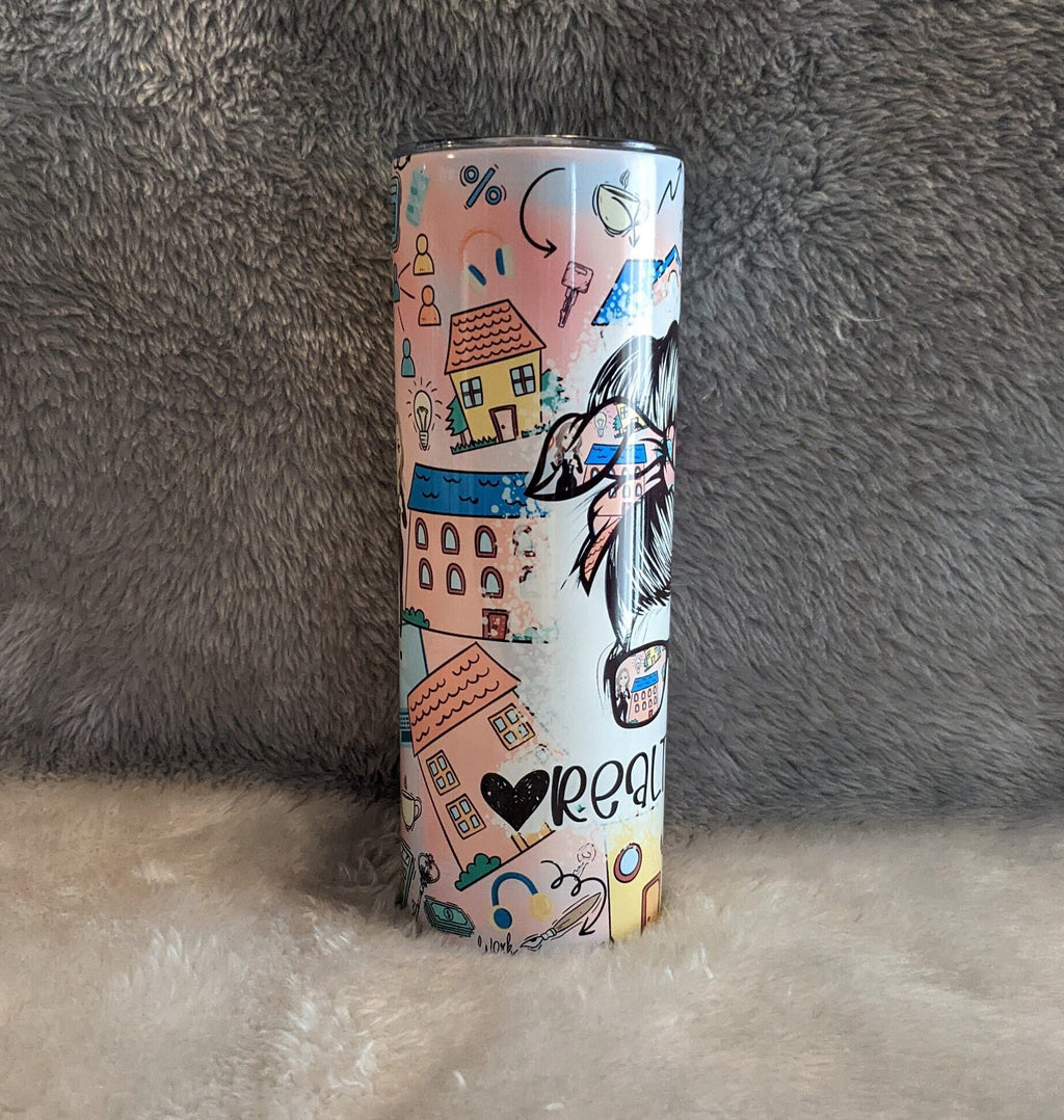 Realtor Life Tumbler 20oz With Reusable Straw, Can Be Personalized