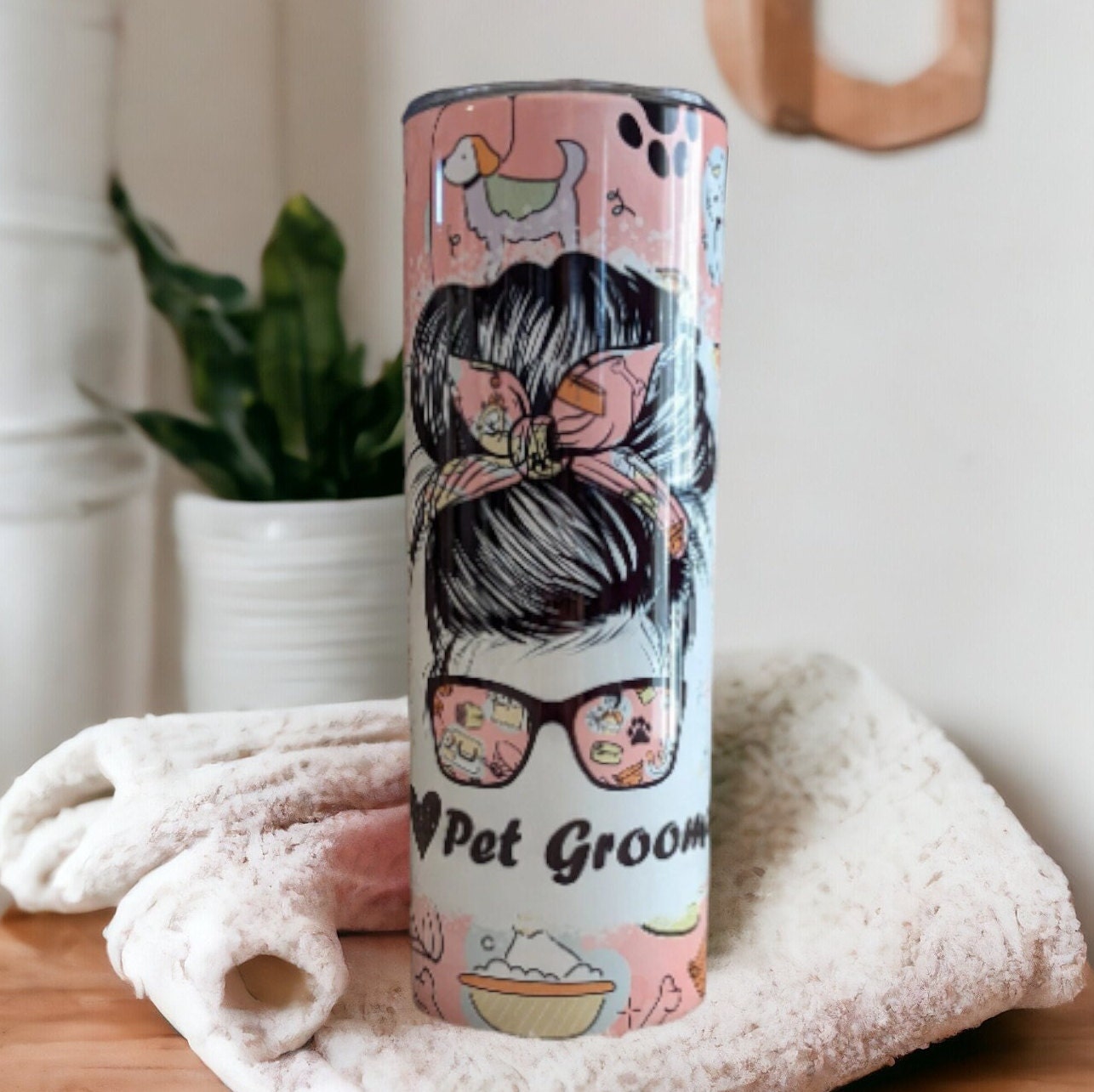 Pet Groomer Tumbler  20oz With Reusable Straw, Can Be Personalized