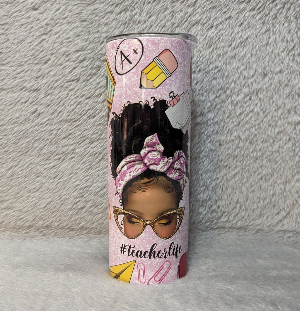 Teacher Life Tumbler 20oz With Reusable Straw, Can Be Personalized