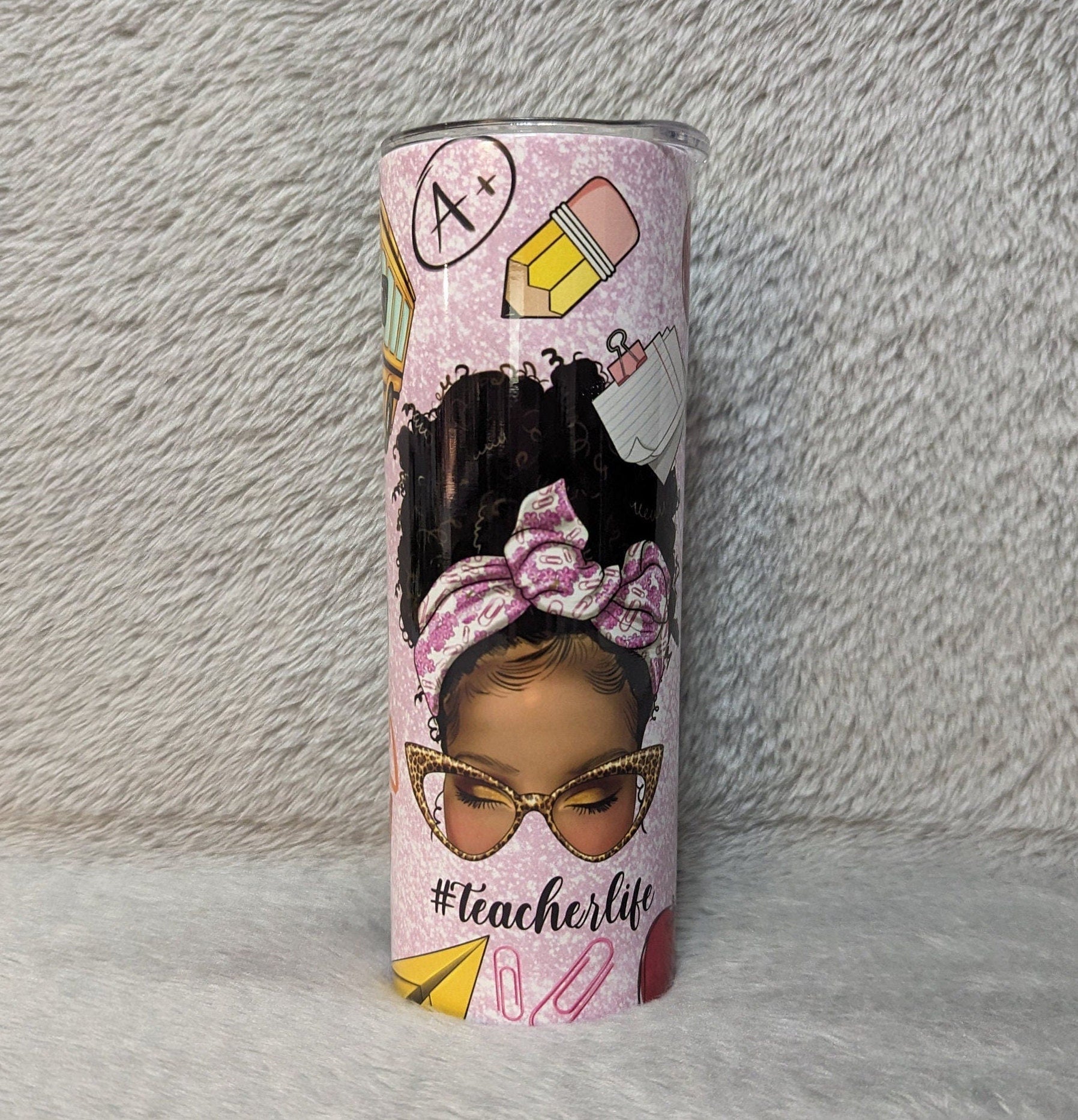 Teacher Life Tumbler 20oz With Reusable Straw, Can Be Personalized