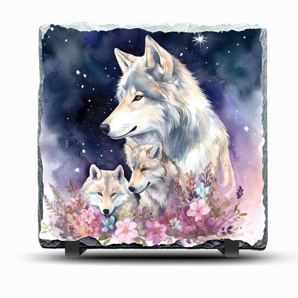 Slate Wolf Picture With Display Legs