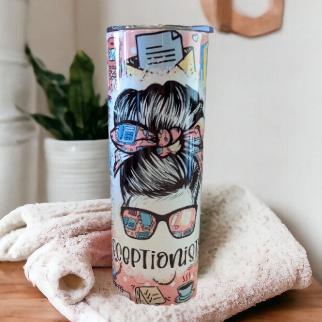 Receptionist Life Tumbler Includes Reusable Straw, Receptionist Gift For Her, Hot Or Cold Drinkware With Straw, For Home Work or On The GO