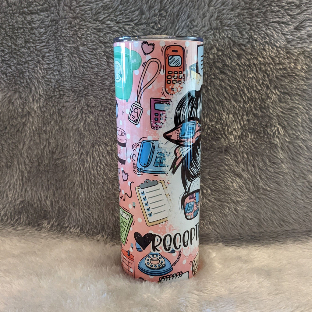 Receptionist Life Tumbler Includes Reusable Straw, Receptionist Gift For Her, Hot Or Cold Drinkware With Straw, For Home Work or On The GO
